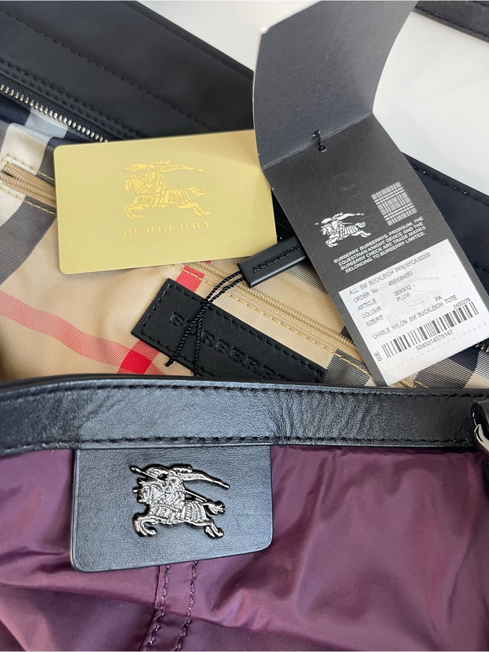 Burberry Buckleigh purple nylon tote bag - Picture 15 of 16